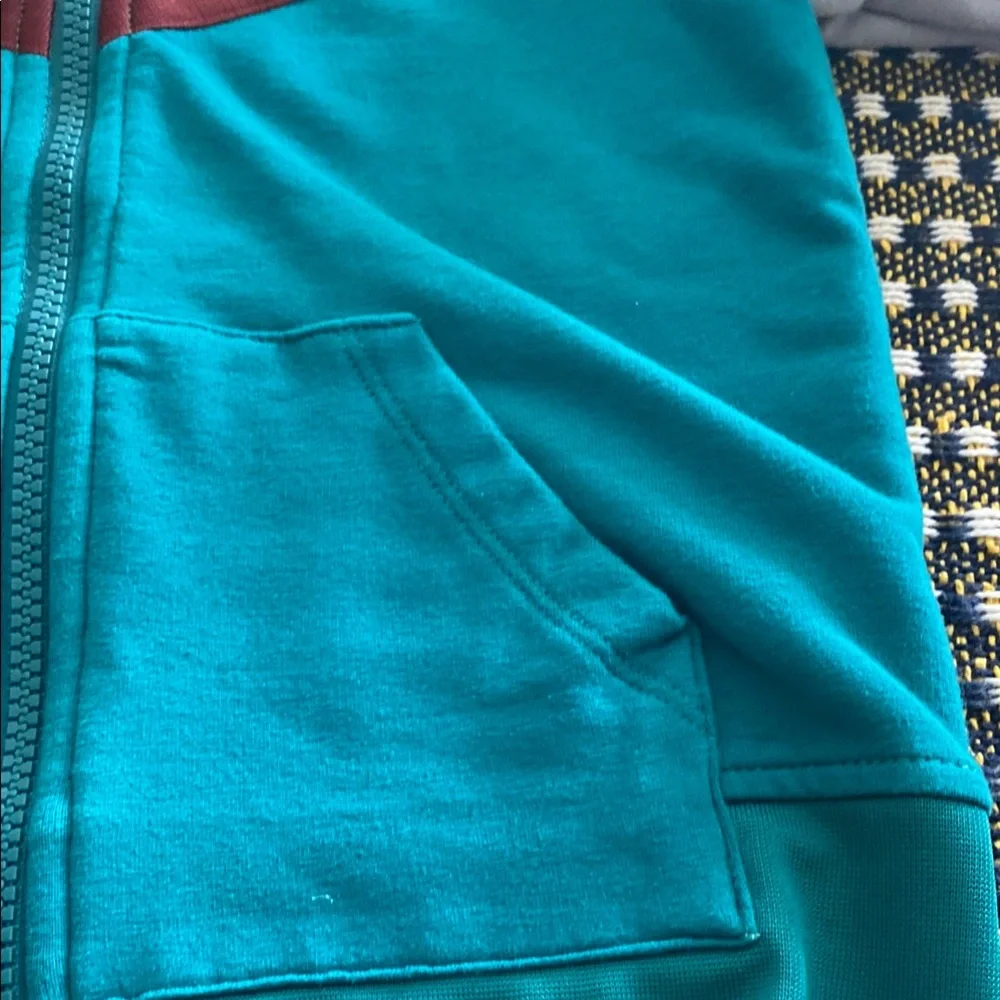 Janie and Jack Teal Jacket with Yellow and Maroon Accents - Picture 3 of 4